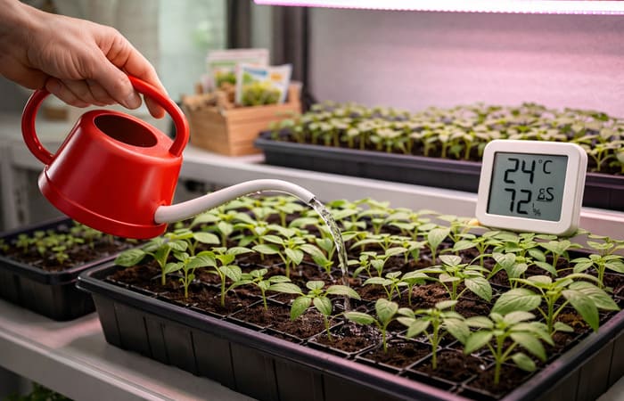 Полив розсади та температура вирощування