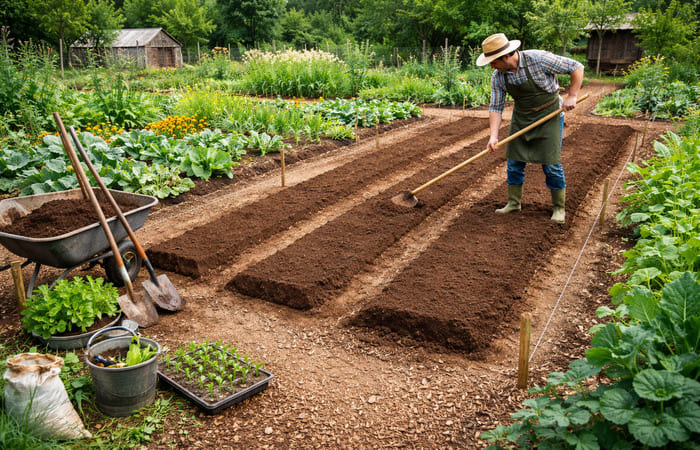 Выравнивание и формирование грядок